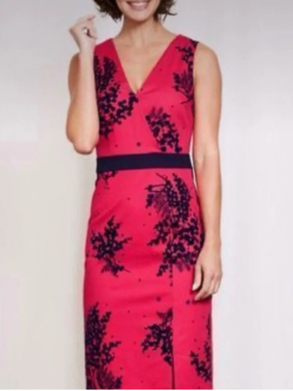 Boden Nadia Pink Navy Floral Print Sleeveless Dress Size 8R